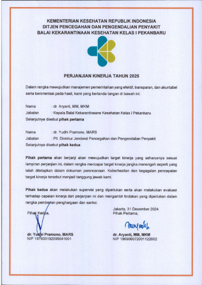 PK Tahun 2025 Balai Kekarantinaan Kesehatan Kelas I Pekanbaru
